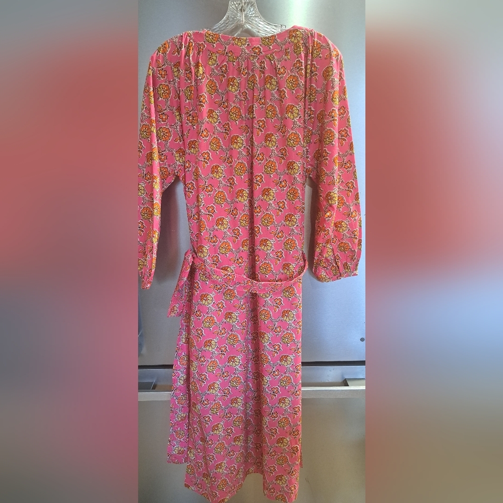 J. Crew Collection Tie-Waist Cotton Poplin Dress Ratti Side Slit Deep V Neck M - Picture 6 of 11